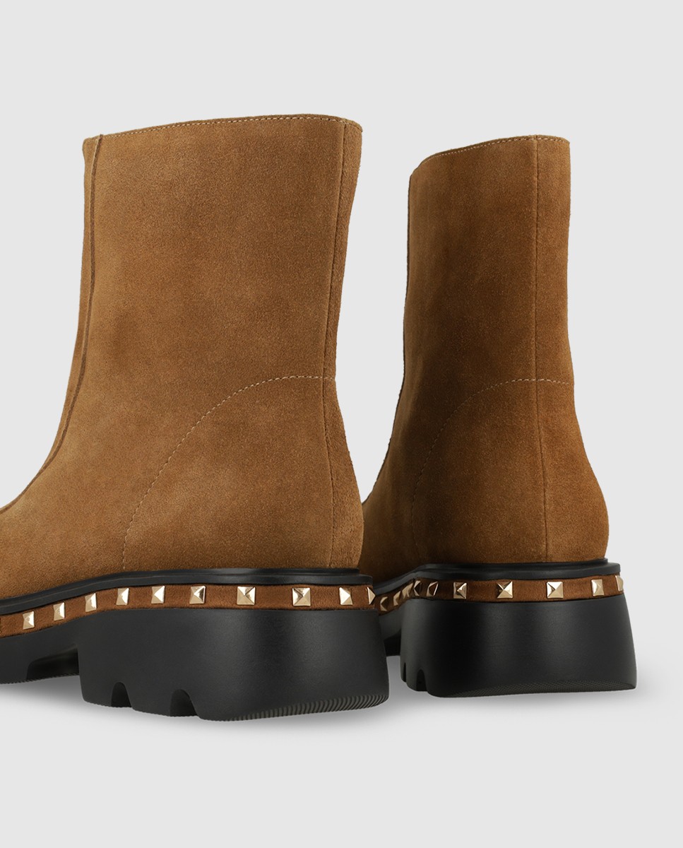 Botines de mujer en piel con detalle de tachas - Lodi - Marrón Marrón-2
