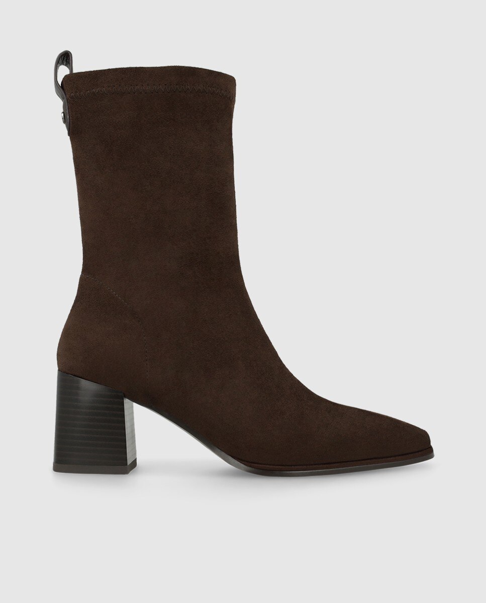 Botines de mujer en antelina con tacón - Lodi - Marrón Marrón-1