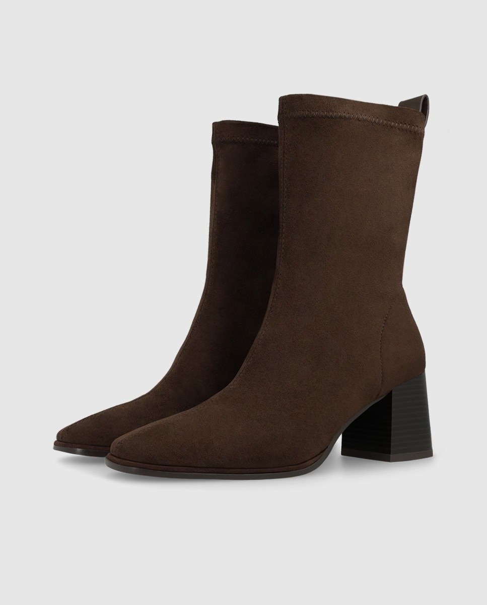 Botines de mujer en antelina con tacón - Lodi - Marrón Marrón-3
