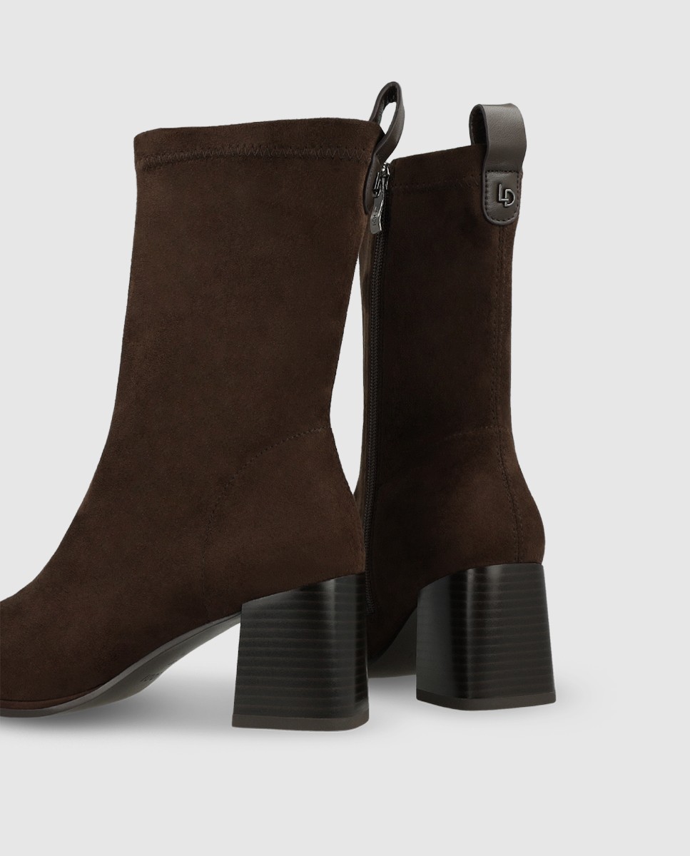 Botines de mujer en antelina con tacón - Lodi - Marrón Marrón-2