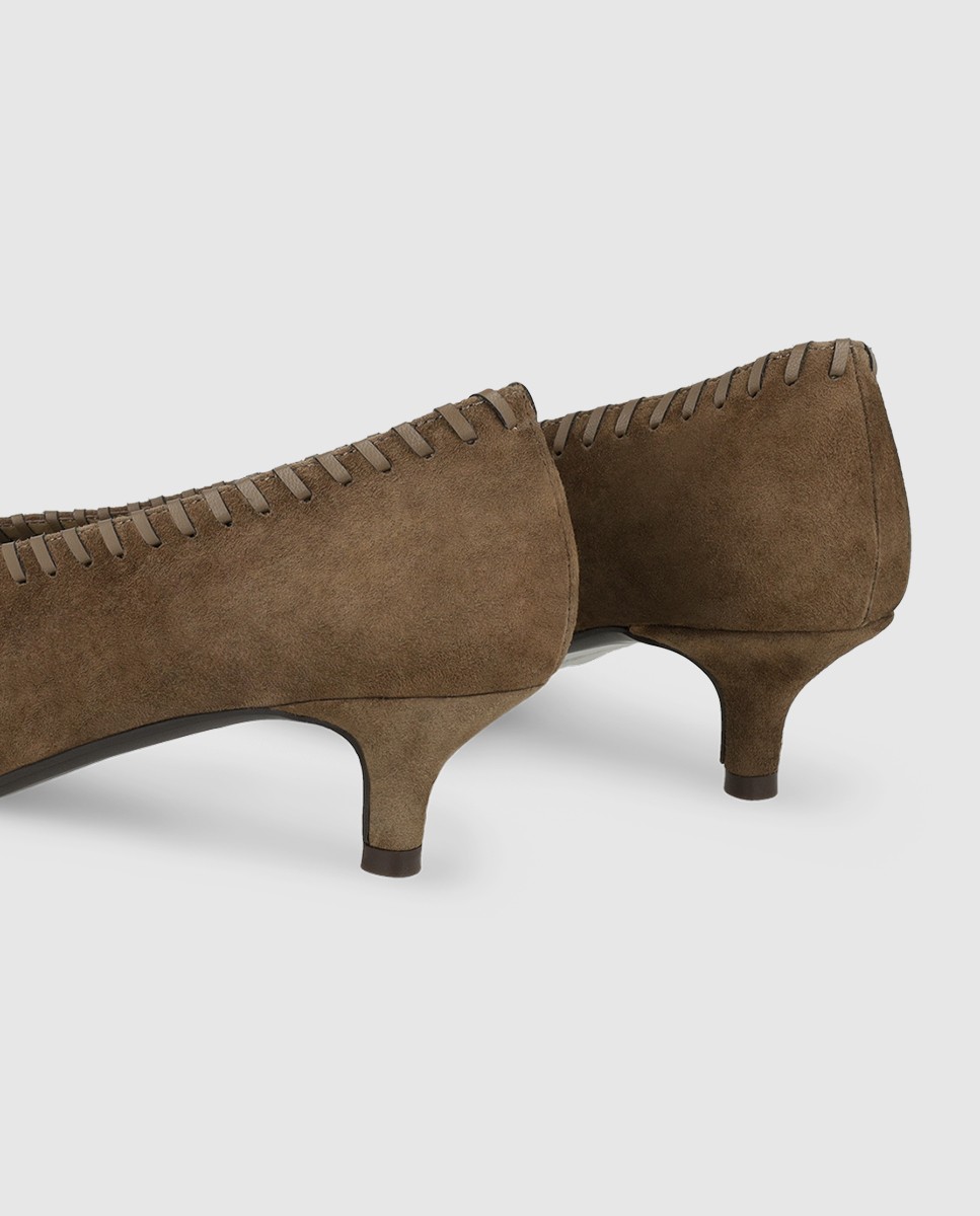 Zapatos de salón de mujer en piel con tacón kitten - Lodi - Beige Beige-2