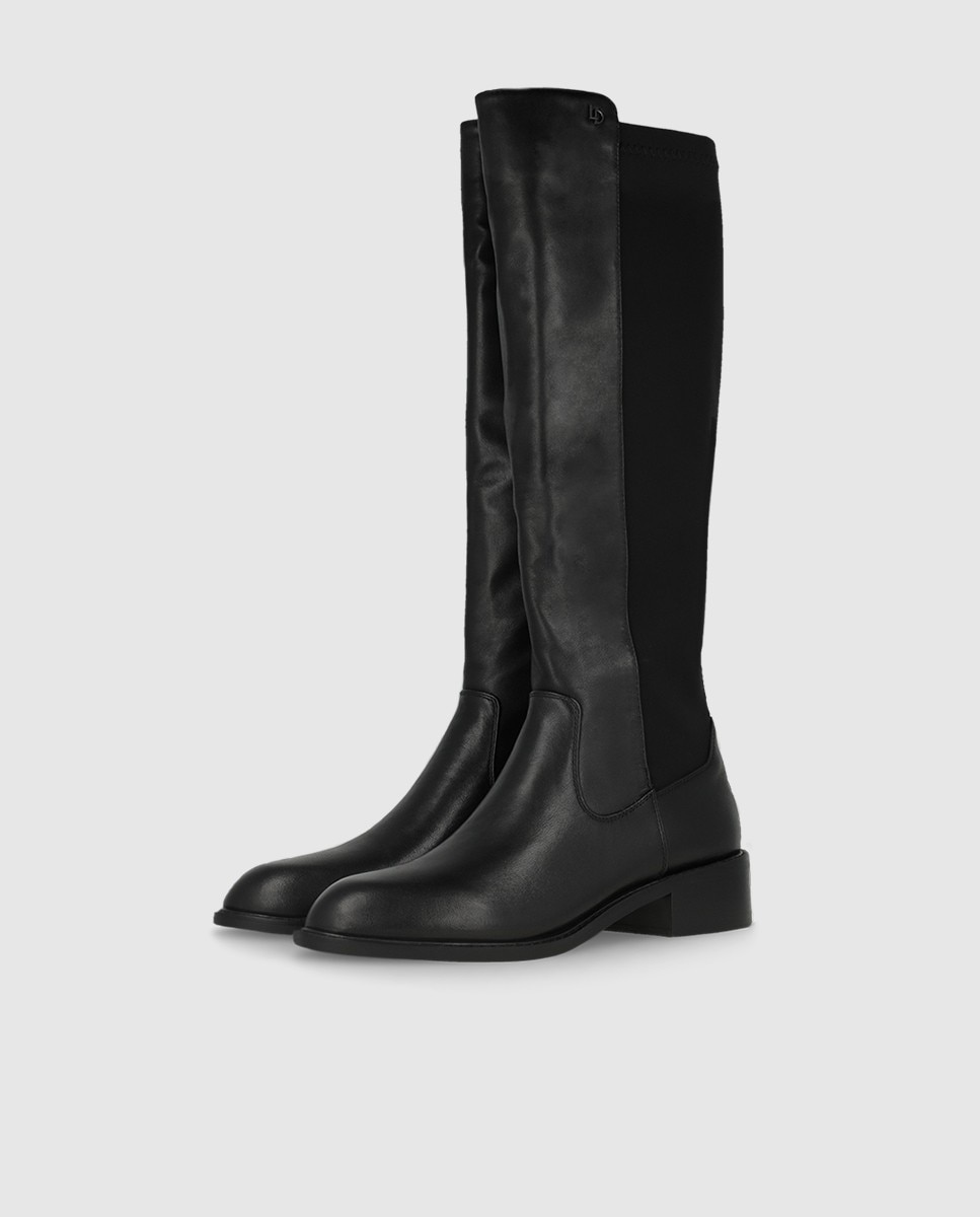 Botas de mujer en piel con elástico - Lodi - Negro Negro-2
