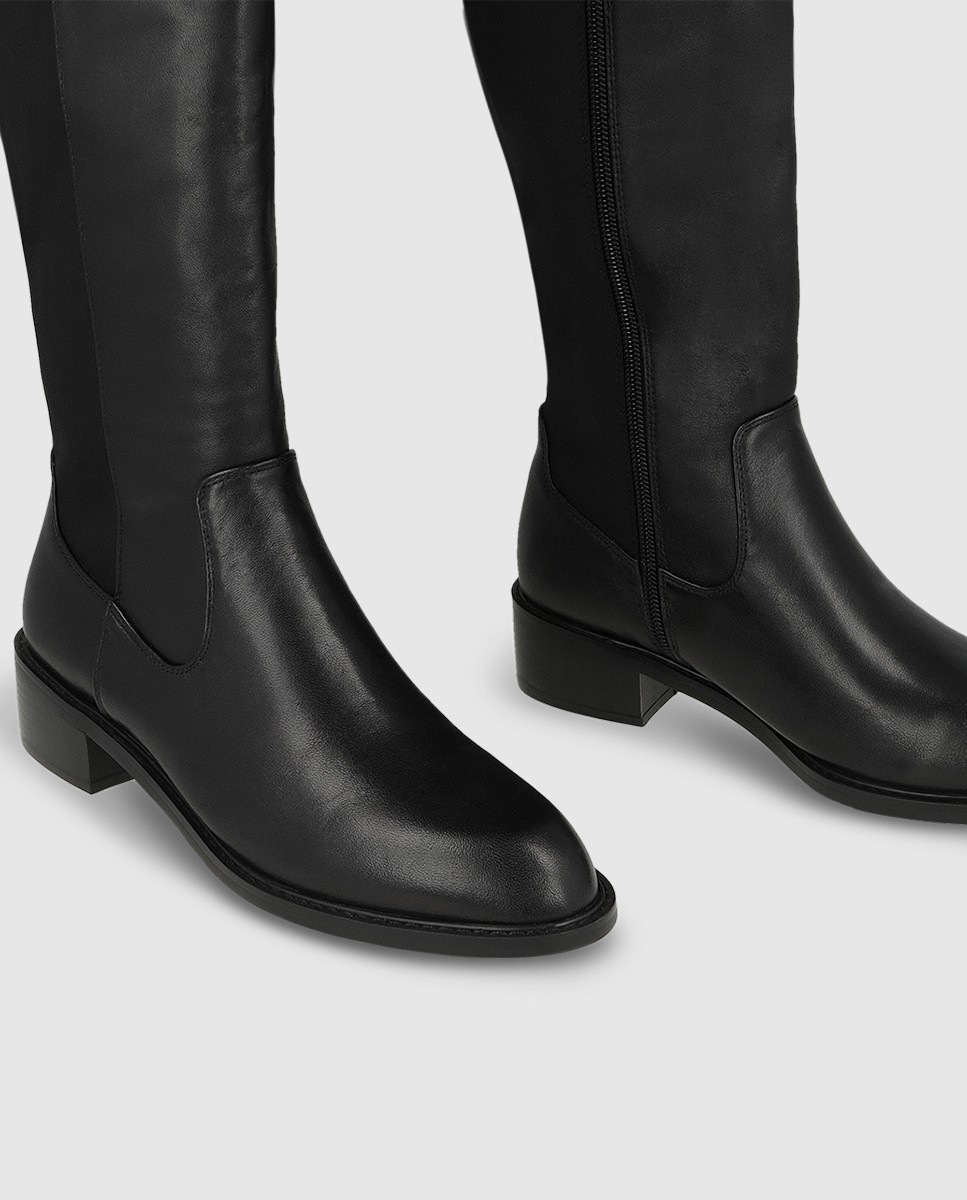 Botas de mujer en piel con elástico - Lodi - Negro Negro-4