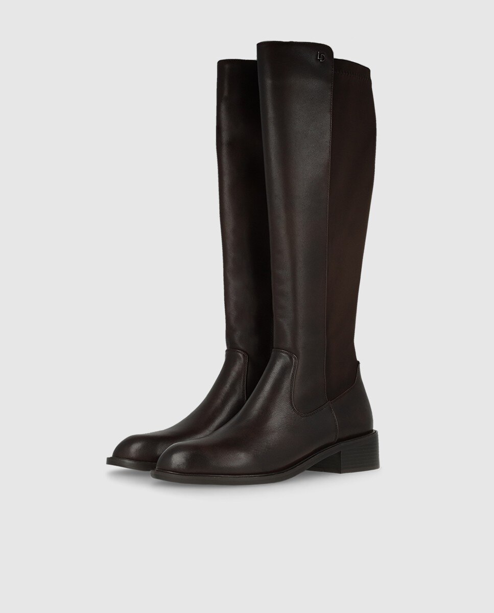Botas de mujer en piel con elástico - Lodi - Marrón Marrón-2