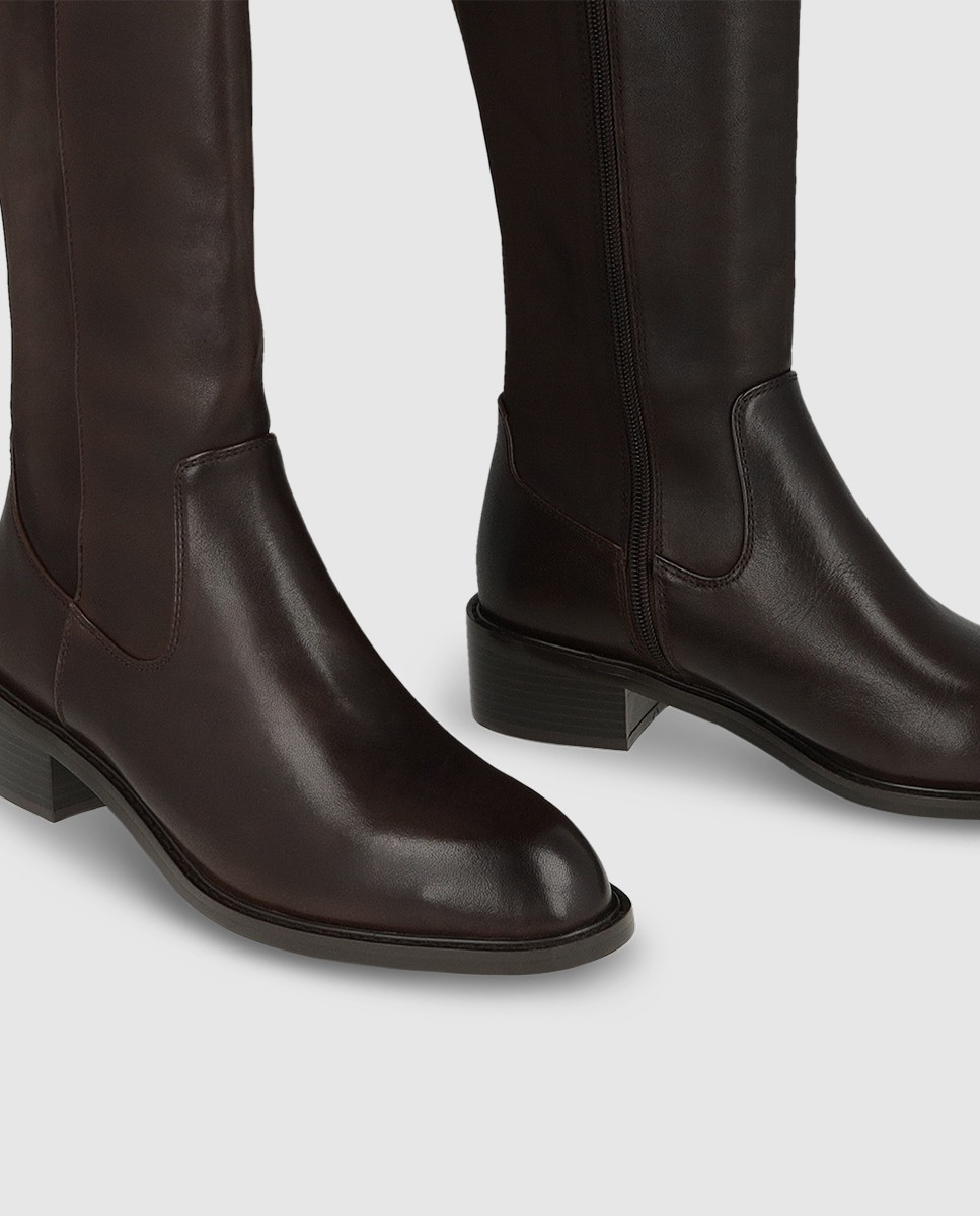 Botas de mujer en piel con elástico - Lodi - Marrón Marrón-4