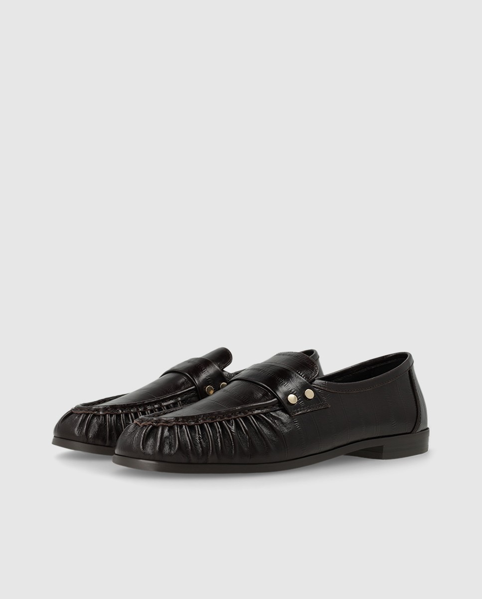 Mocasines de mujer en piel grabada - Lodi - Marrón Marrón-3