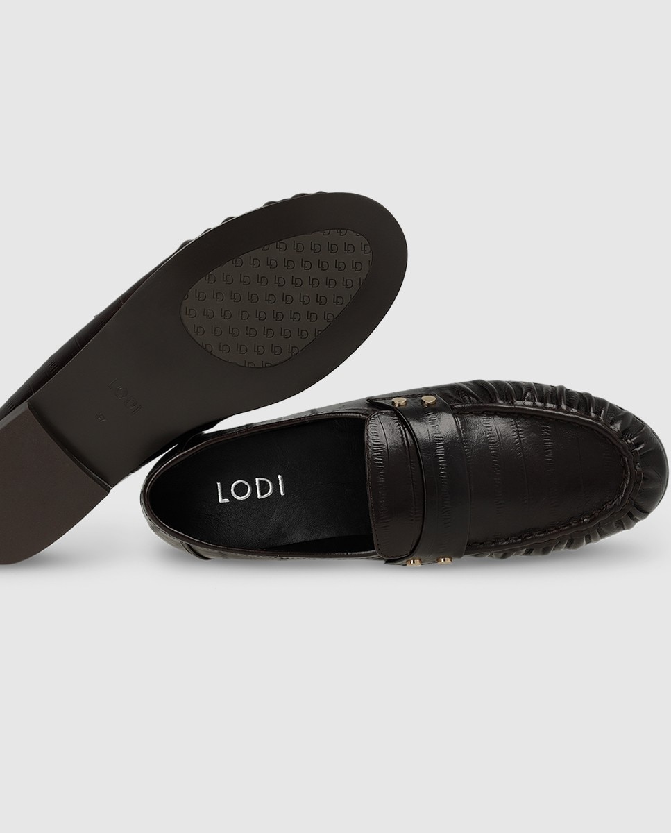 Mocasines de mujer en piel grabada - Lodi - Marrón Marrón-4