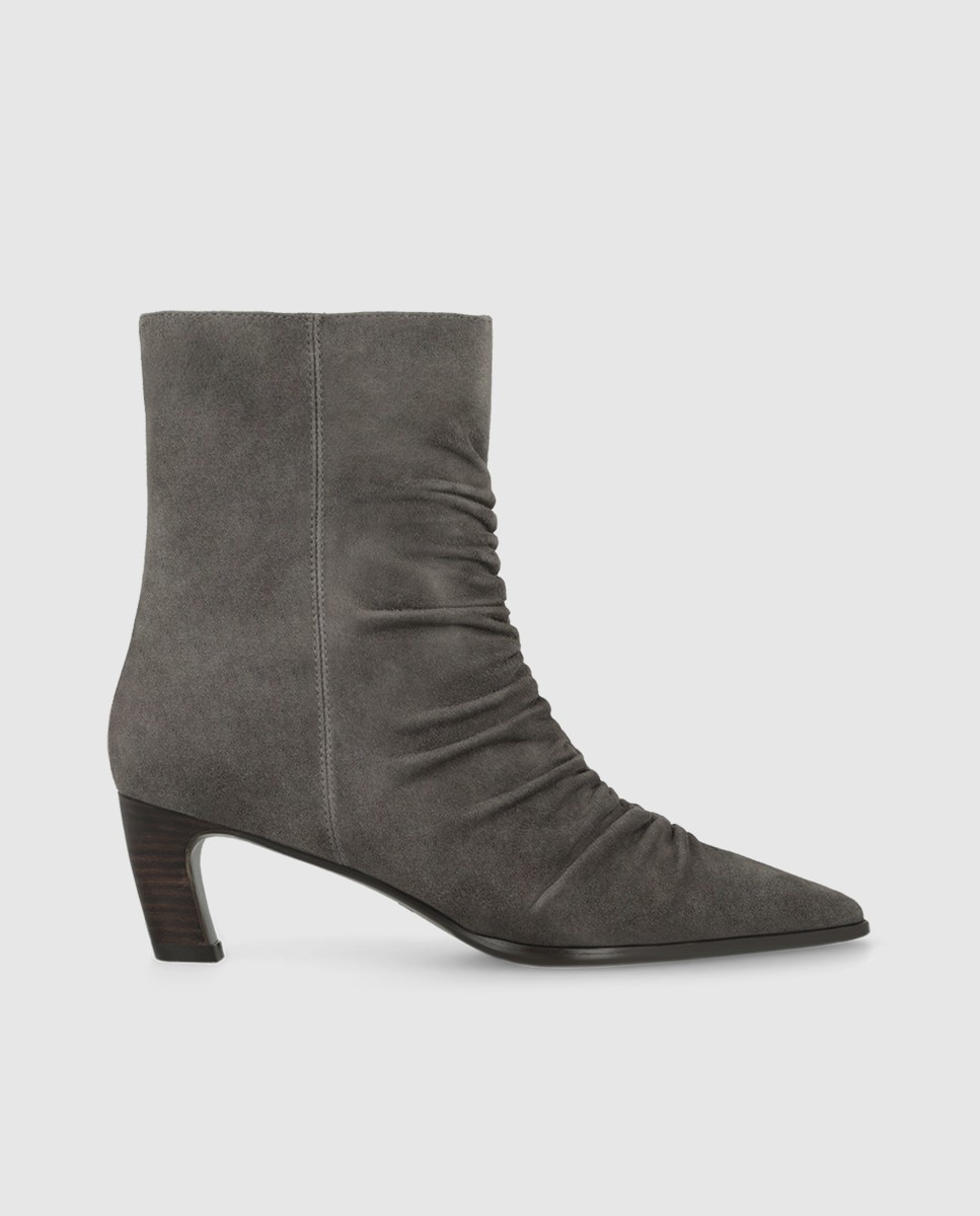 Botines de tacón de mujer con empeine fruncido de color negro - Lodi - Gris Gris-1