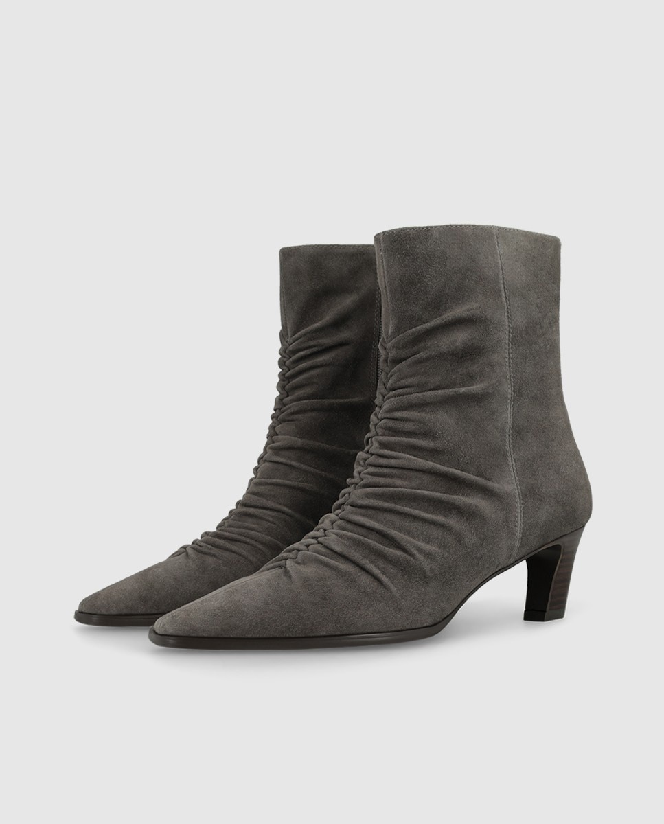 Botines de tacón de mujer con empeine fruncido de color negro - Lodi - Gris Gris-3