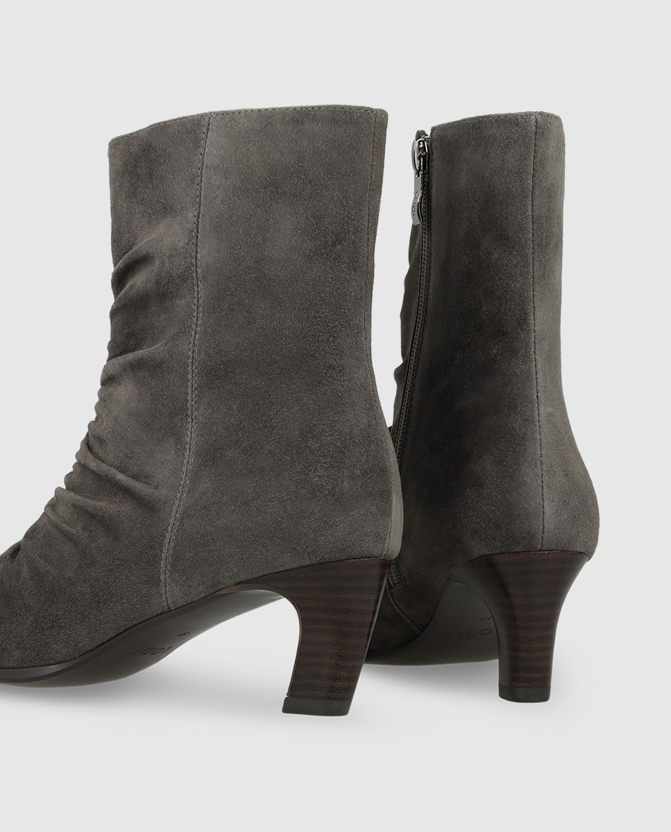 Botines de tacón de mujer con empeine fruncido de color negro - Lodi - Gris Gris-2