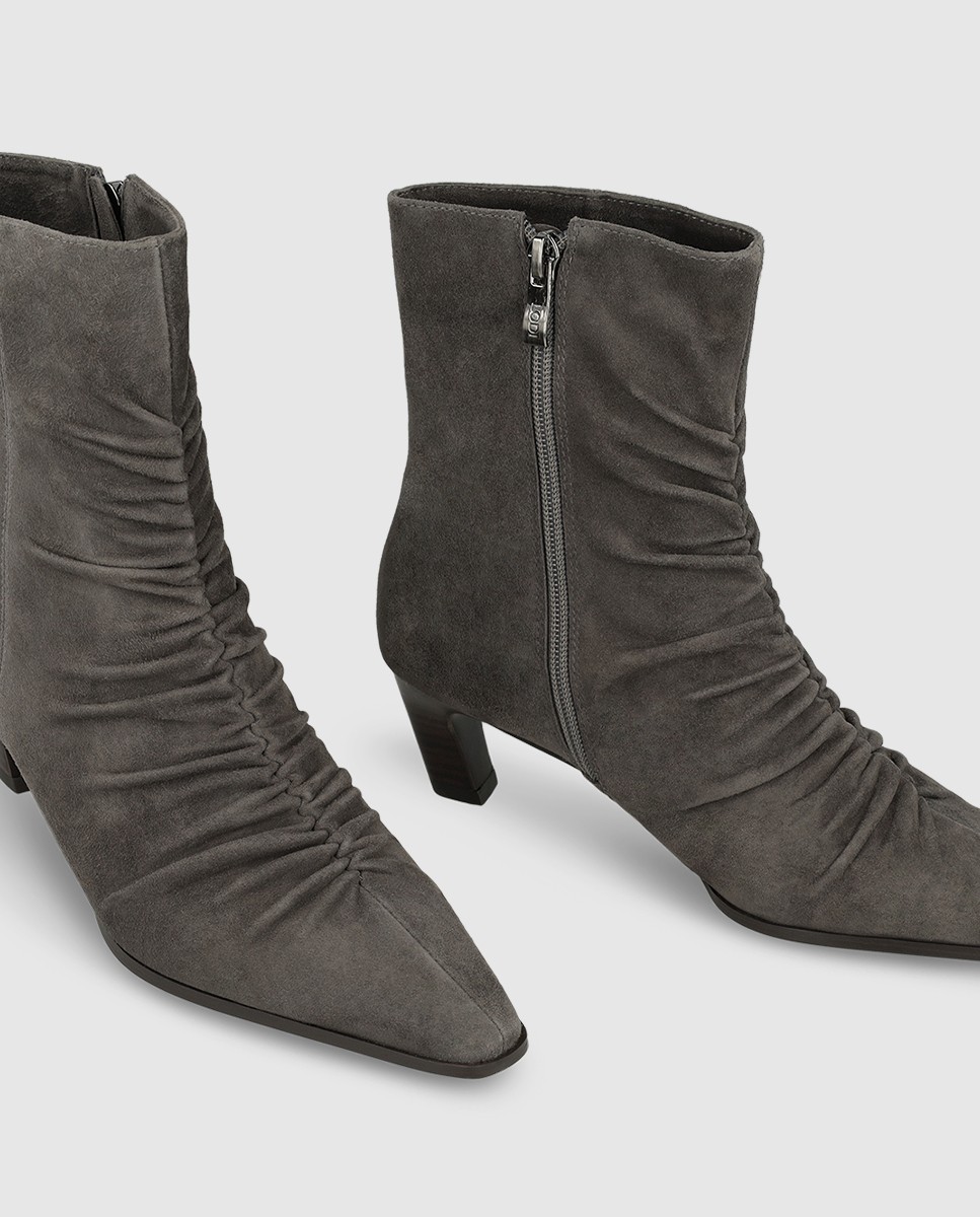 Botines de tacón de mujer con empeine fruncido de color negro - Lodi - Gris Gris-4