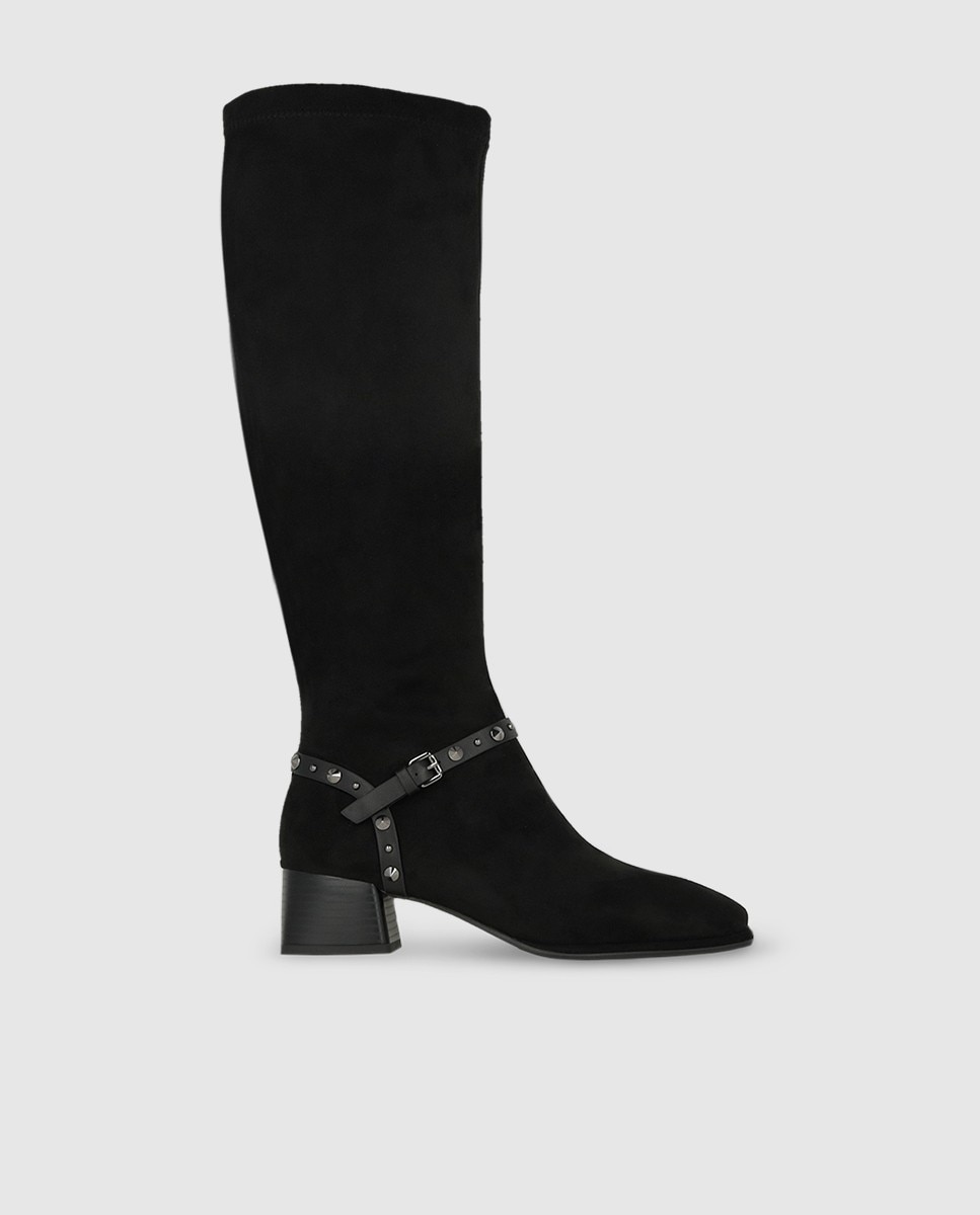 Botas de mujer en antelina con detalle de tachas - Lodi - Negro Negro-1