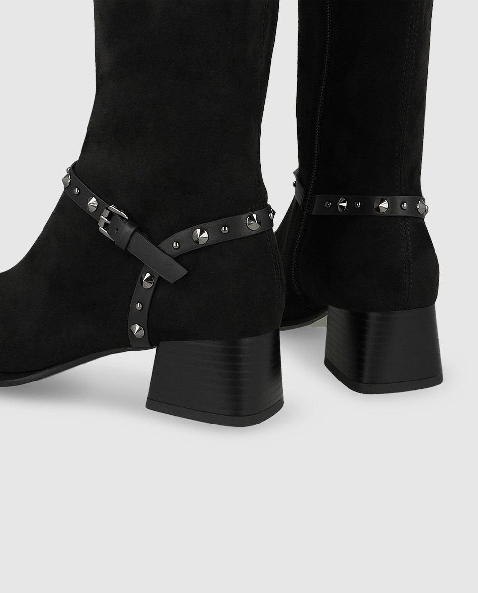 Botas de mujer en antelina con detalle de tachas - Lodi - Negro Negro-2