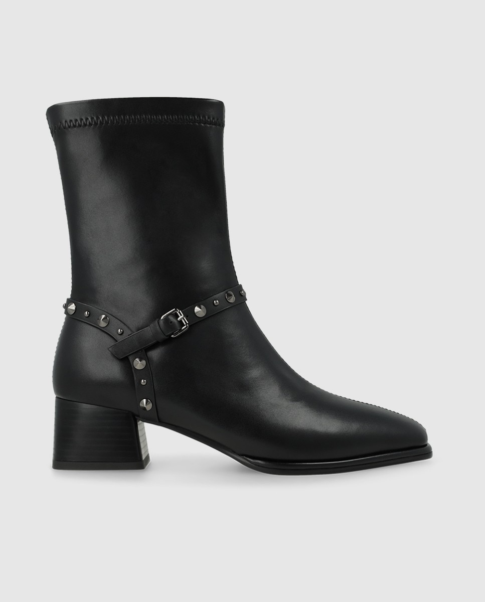 Botines de mujer en tejido efecto piel elástica - Lodi - Negro Negro-1