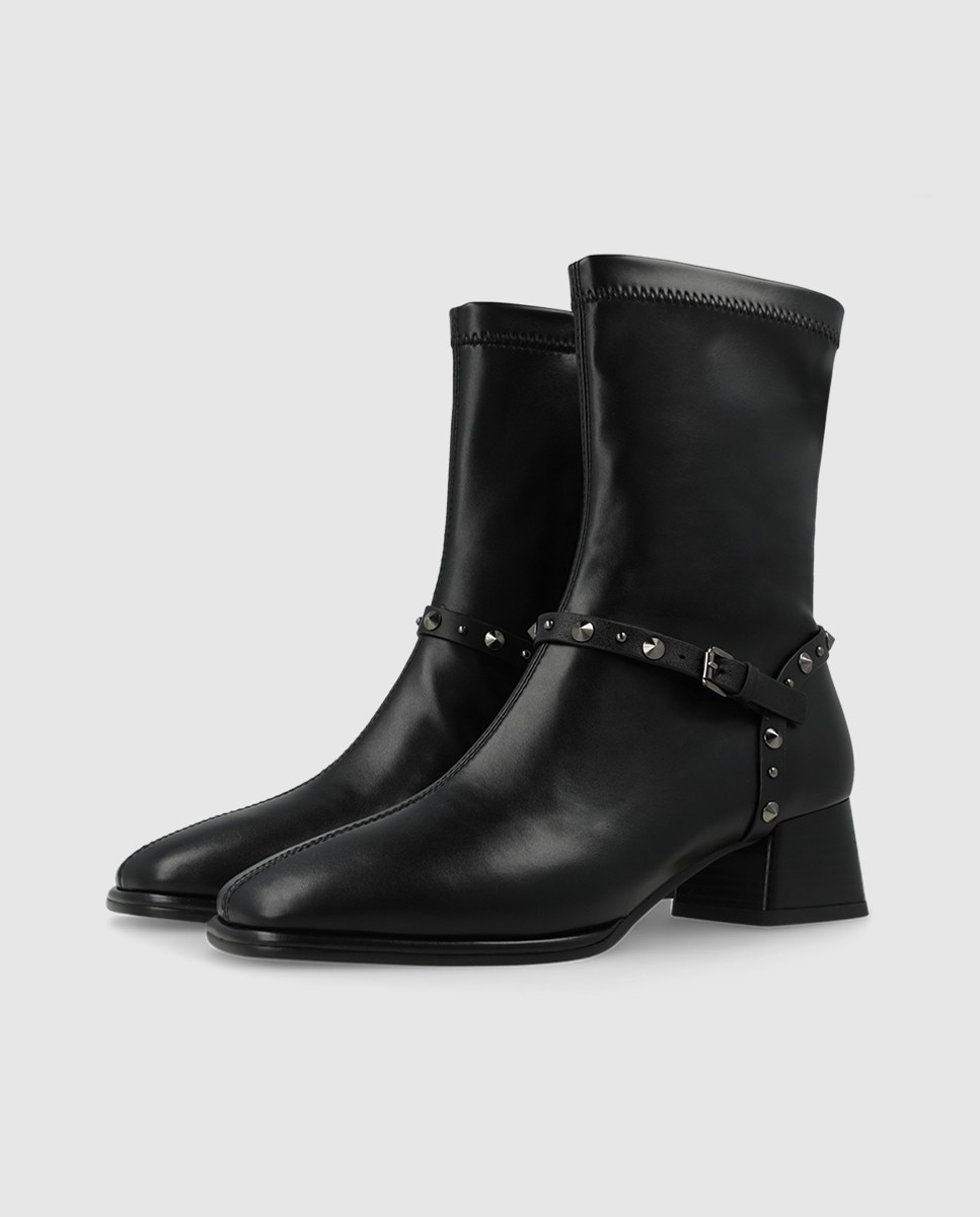 Botines de mujer en tejido efecto piel elástica - Lodi - Negro Negro-3