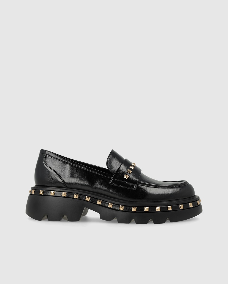 Mocasines de mujer en tejido efecto piel con detalle de tachas - Lodi - Negro Negro-1