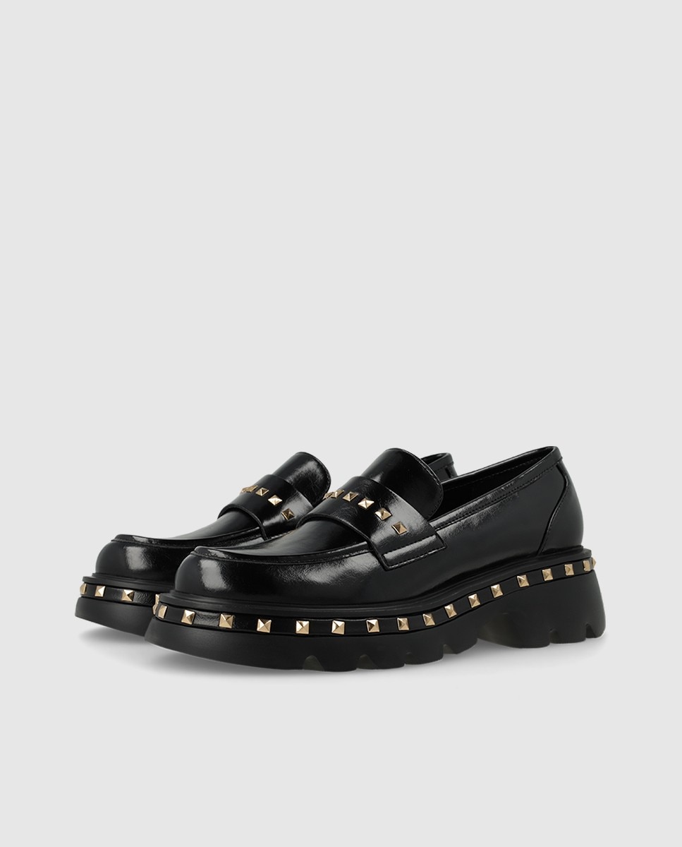 Mocasines de mujer en tejido efecto piel con detalle de tachas - Lodi - Negro Negro-3