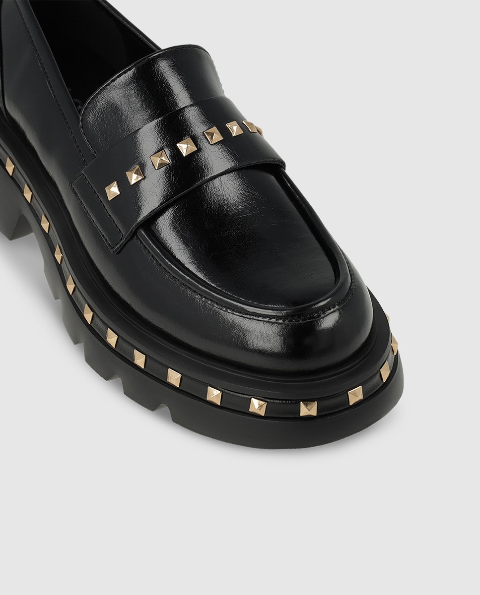 Mocasines de mujer en tejido efecto piel con detalle de tachas - Lodi - Negro Negro-4