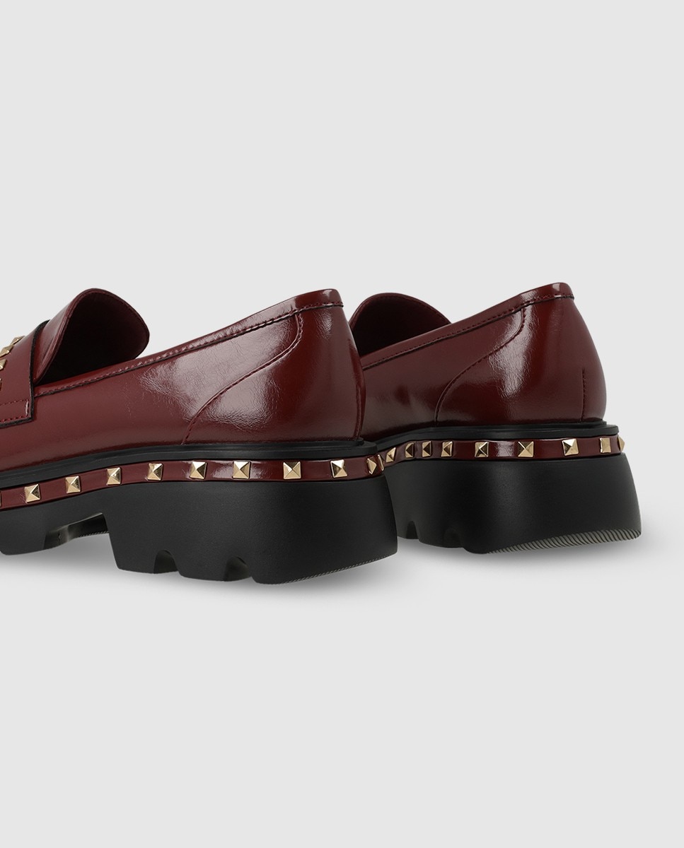 Mocasines de mujer en tejido efecto piel con detalle de tachas - Lodi - Burdeos Burdeos-2