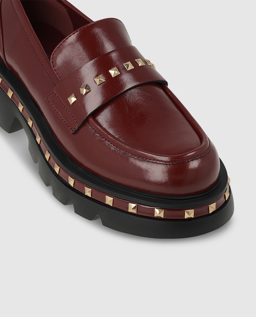 Mocasines de mujer en tejido efecto piel con detalle de tachas - Lodi - Burdeos Burdeos-4