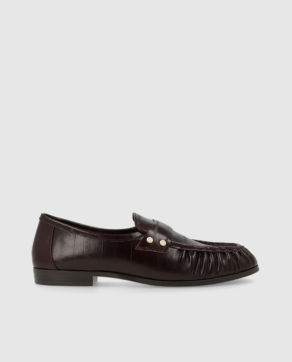 Mocasines de mujer en piel grabada - Lodi - Burdeos Burdeos-1