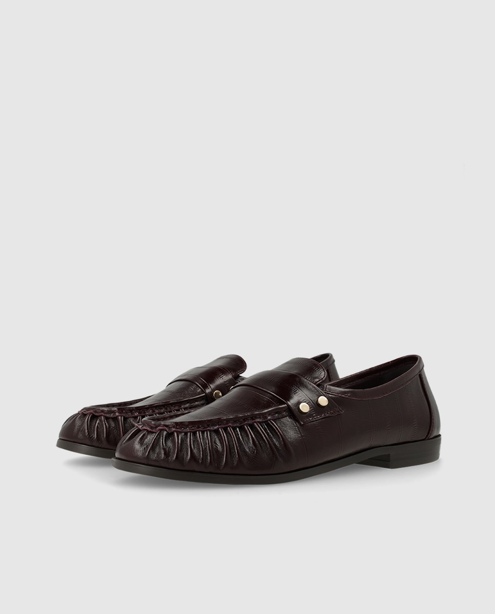 Mocasines de mujer en piel grabada - Lodi - Burdeos Burdeos-3