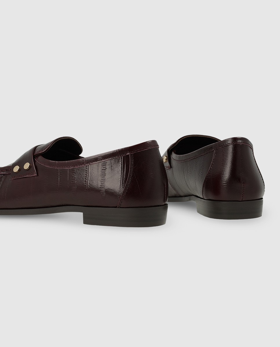 Mocasines de mujer en piel grabada - Lodi - Burdeos Burdeos-2