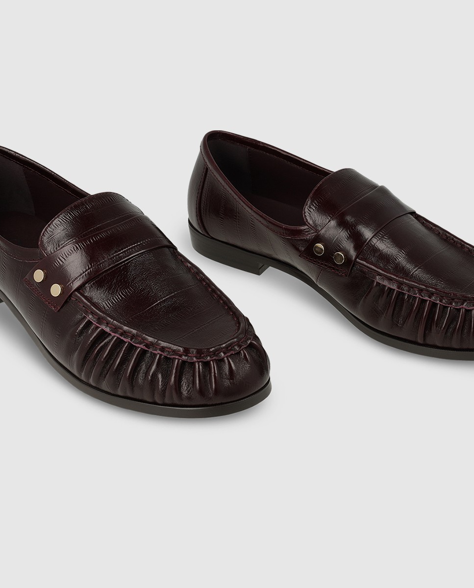 Mocasines de mujer en piel grabada - Lodi - Burdeos Burdeos-4