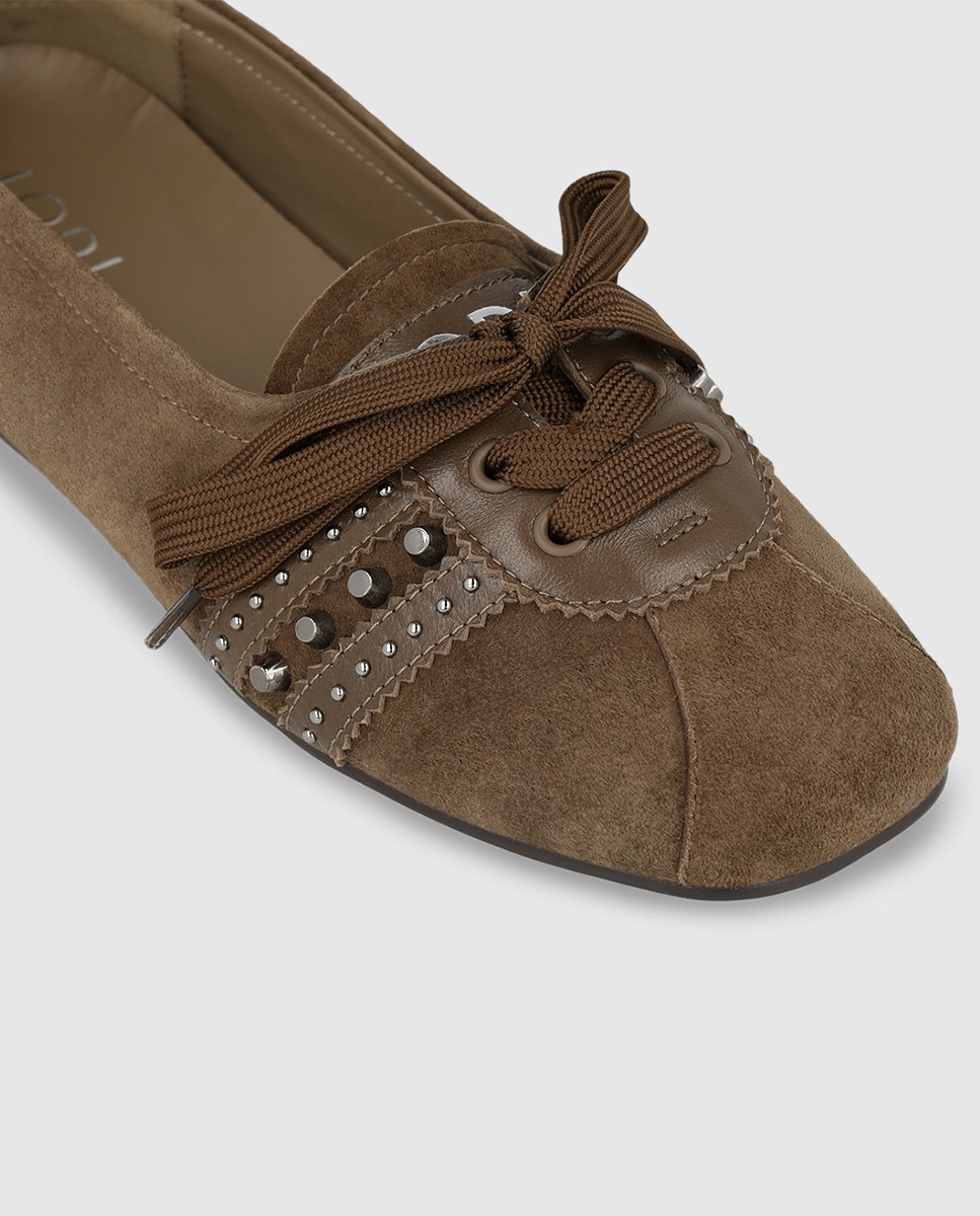 Bailarinas de mujer en piel con tachas - Lodi - Marrón Marrón-4