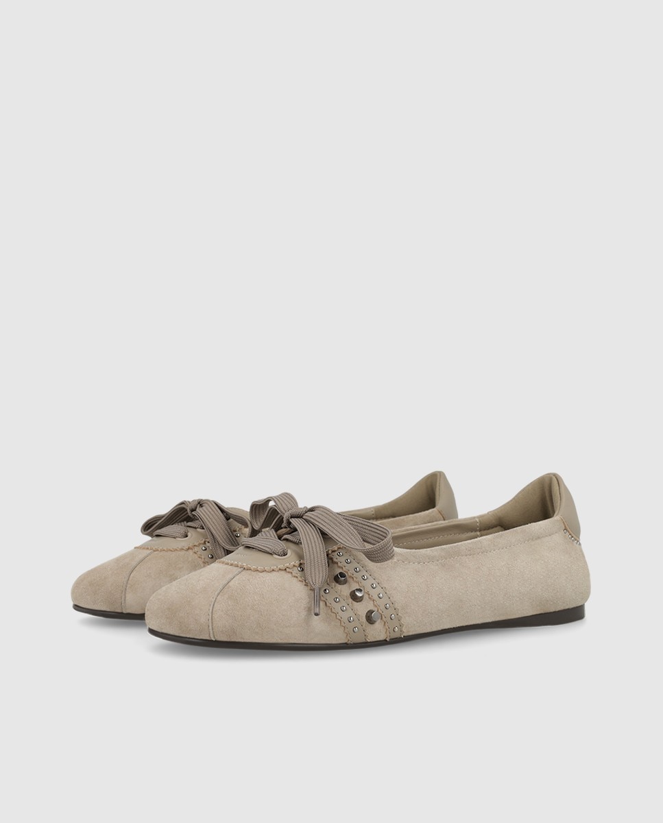 Bailarinas de mujer en piel con tachas - Lodi - Beige Beige-3