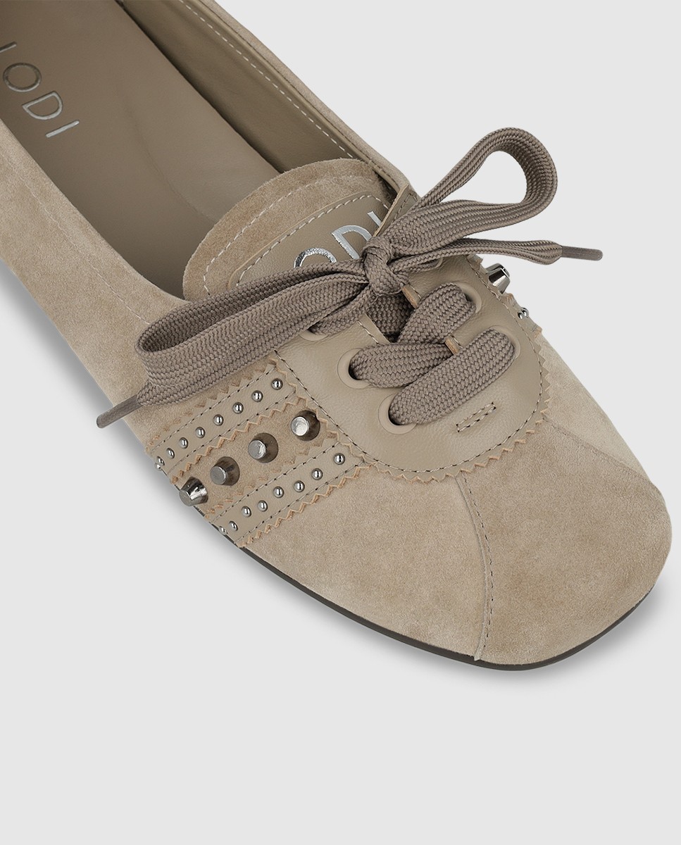 Bailarinas de mujer en piel con tachas - Lodi - Beige Beige-4