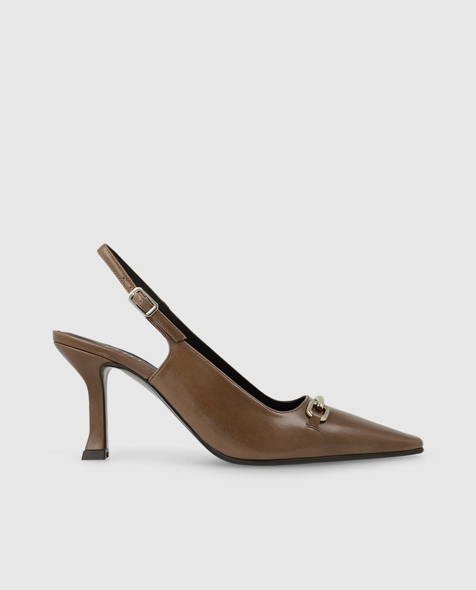 Zapatos de salón destalonados de mujer en piel - Lodi - Marrón Marrón-1