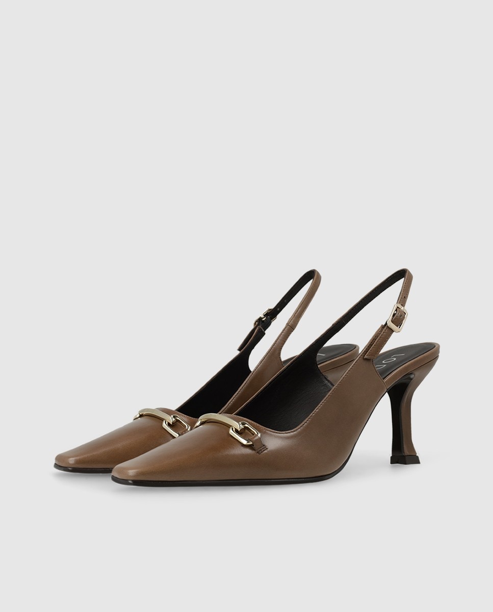 Zapatos de salón destalonados de mujer en piel - Lodi - Marrón Marrón-3