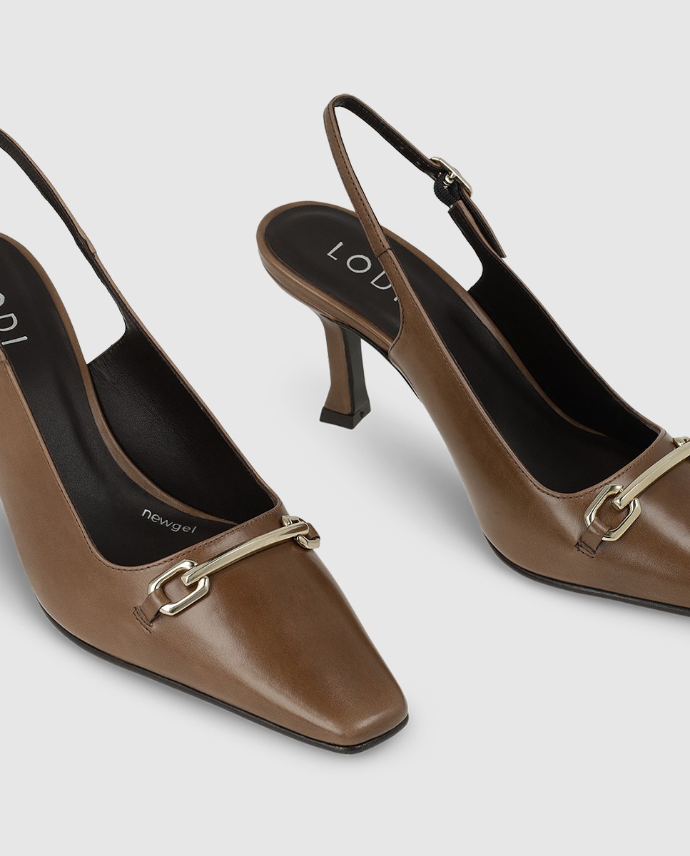 Zapatos de salón destalonados de mujer en piel - Lodi - Marrón Marrón-2