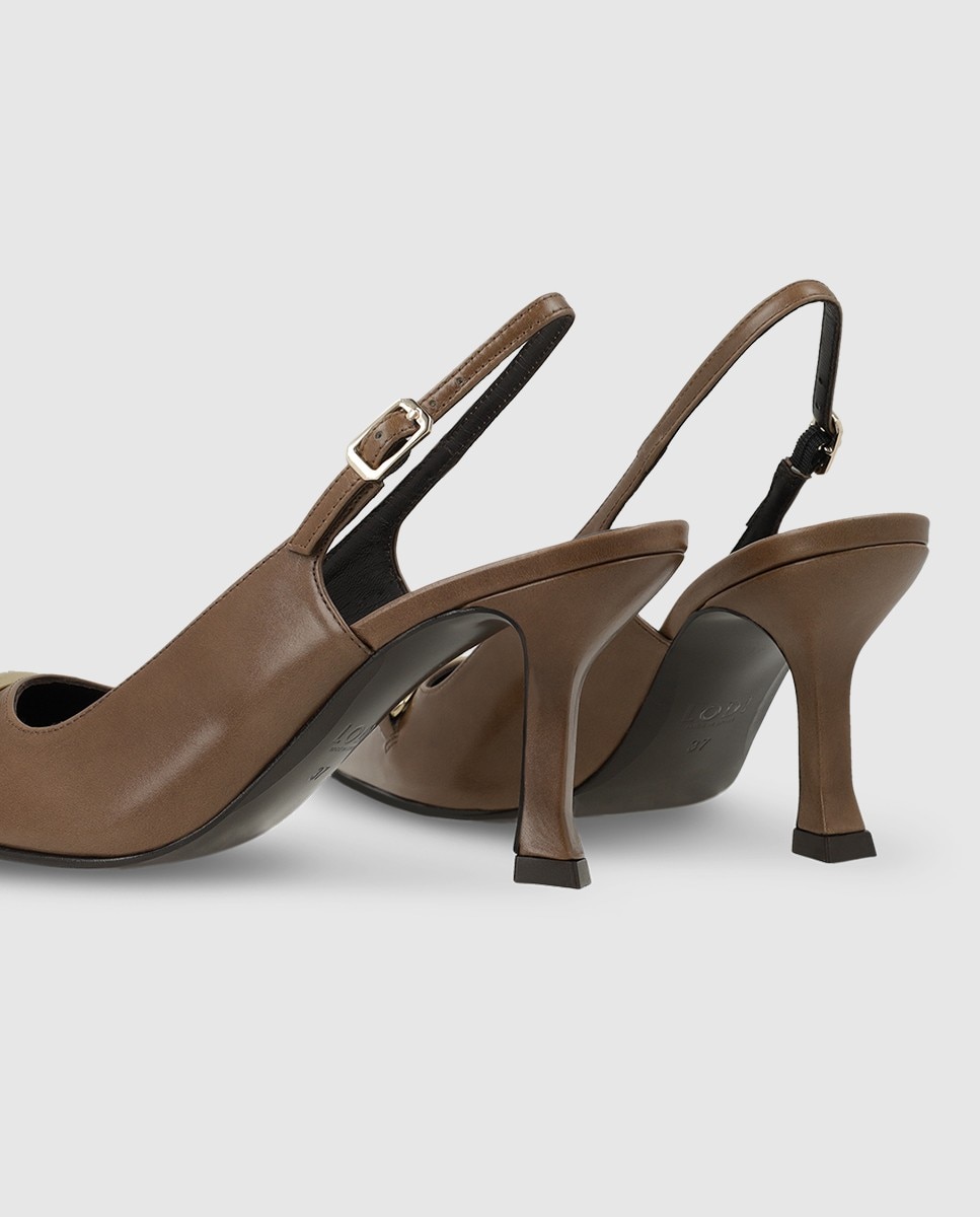 Zapatos de salón destalonados de mujer en piel - Lodi - Marrón Marrón-4
