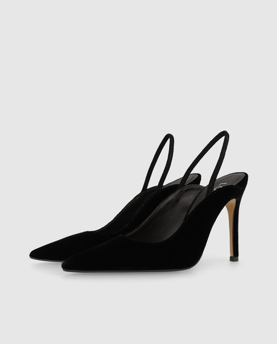 Zapatos de salón destalonados en terciopelo con tacón - Lodi - Negro Negro-4