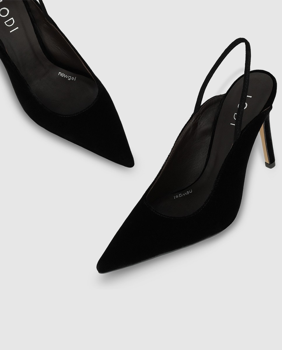 Zapatos de salón destalonados en terciopelo con tacón - Lodi - Negro Negro-2