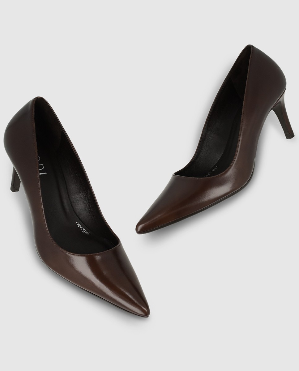 Zapatos de salón de mujer en piel con tacón - Lodi - Marrón Marrón-4