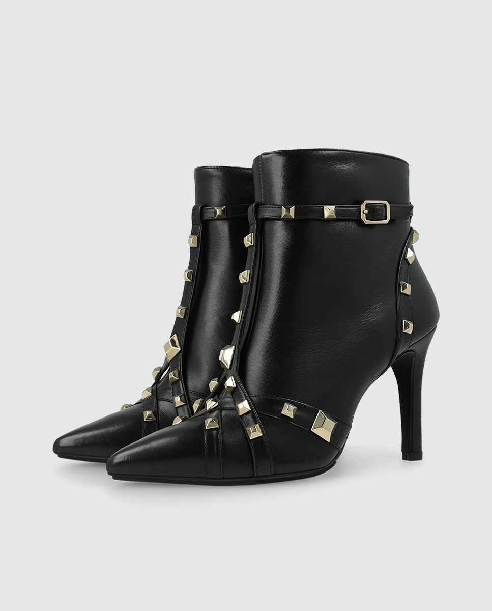 Botines de mujer en piel con tachas - Lodi - Negro Negro-3