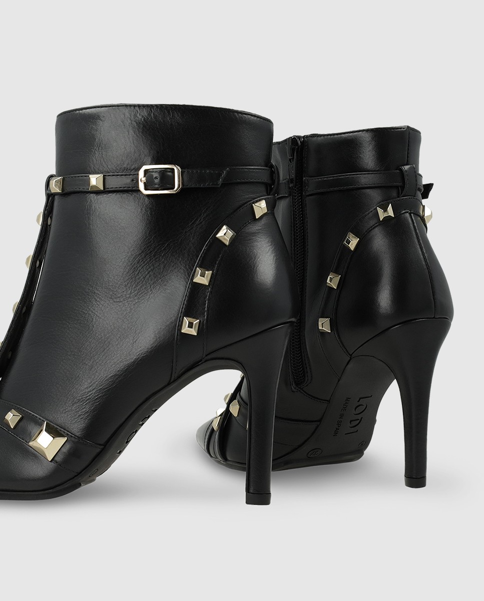 Botines de mujer en piel con tachas - Lodi - Negro Negro-2