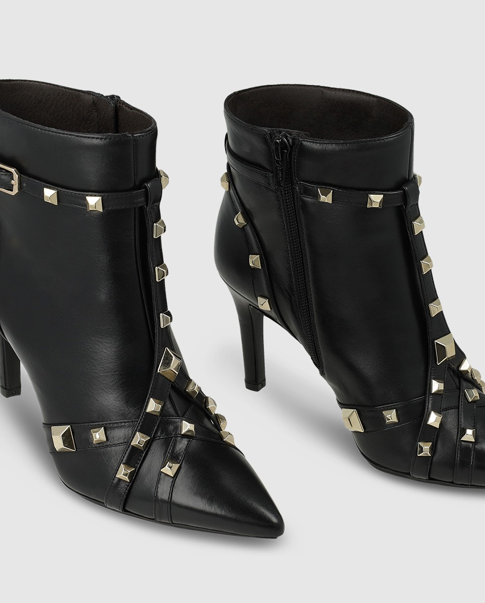 Botines de mujer en piel con tachas - Lodi - Negro Negro-4