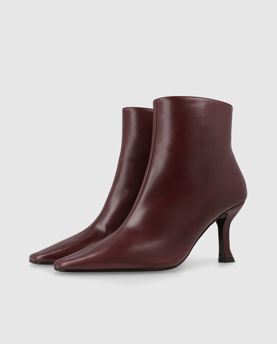 Botines de mujer en piel con tacón - Lodi - Burdeos Burdeos-3