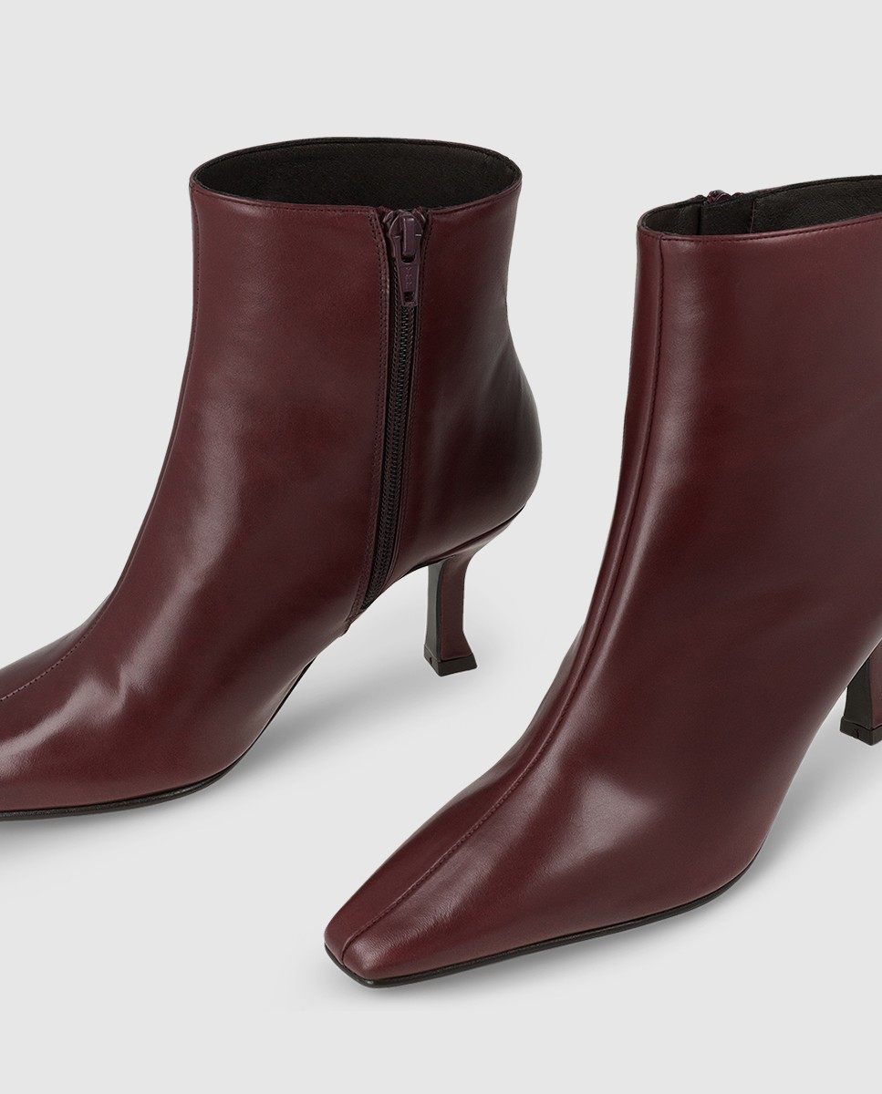 Botines de mujer en piel con tacón - Lodi - Burdeos Burdeos-4