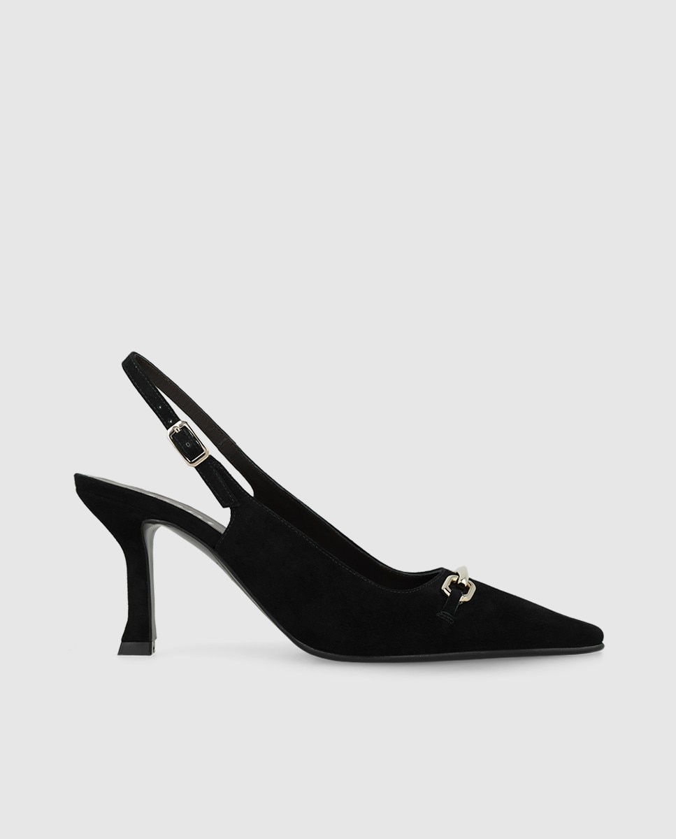 Imagen 0 de Zapatos de salón destalonados de mujer en piel Negro