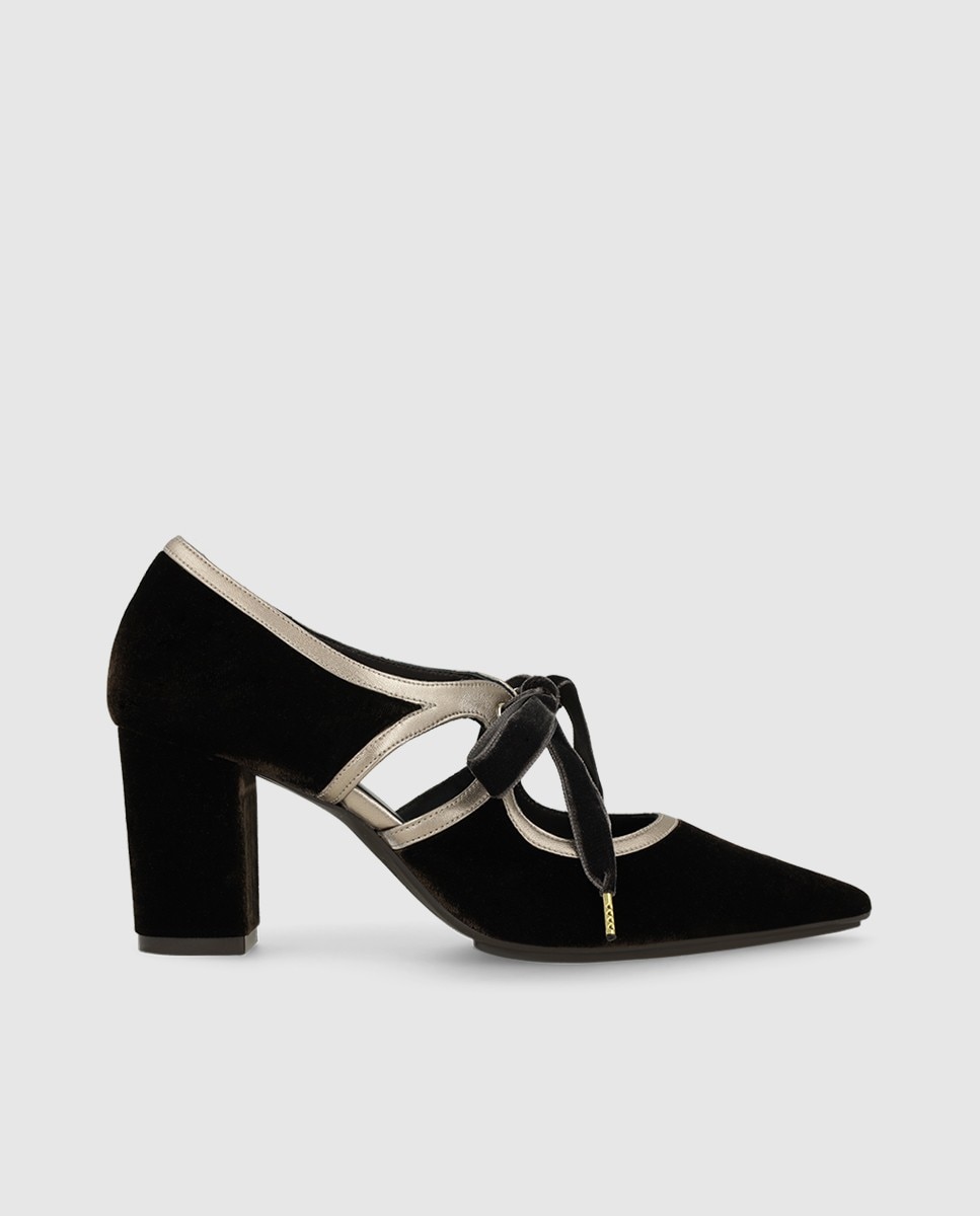 Zapatos de salón de mujer en terciopelo con tacón - Lodi - Marrón Marrón-1