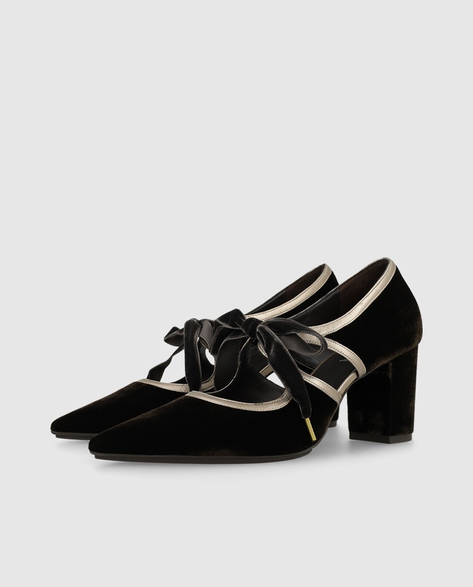 Zapatos de salón de mujer en terciopelo con tacón - Lodi - Marrón Marrón-3
