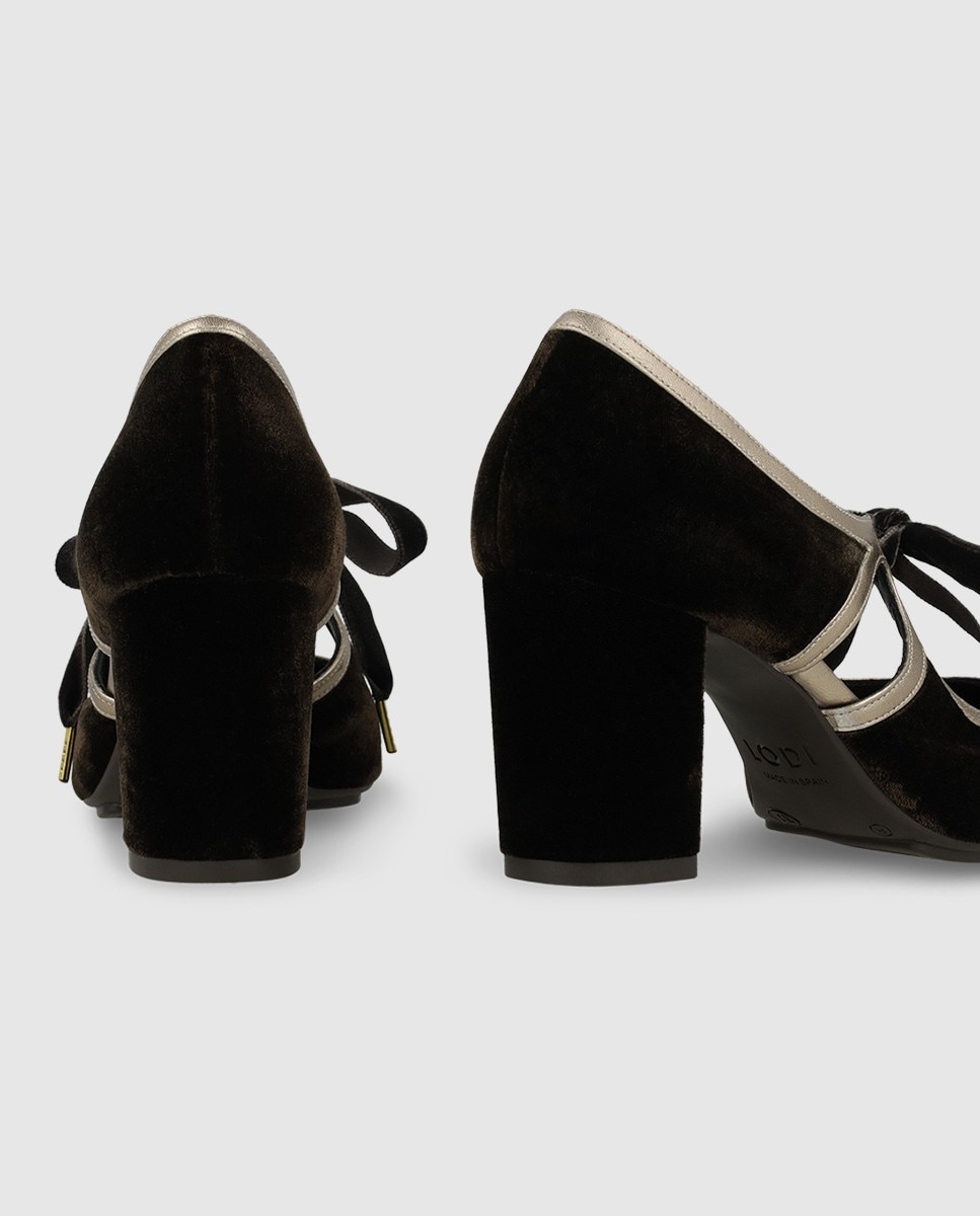 Zapatos de salón de mujer en terciopelo con tacón - Lodi - Marrón Marrón-2