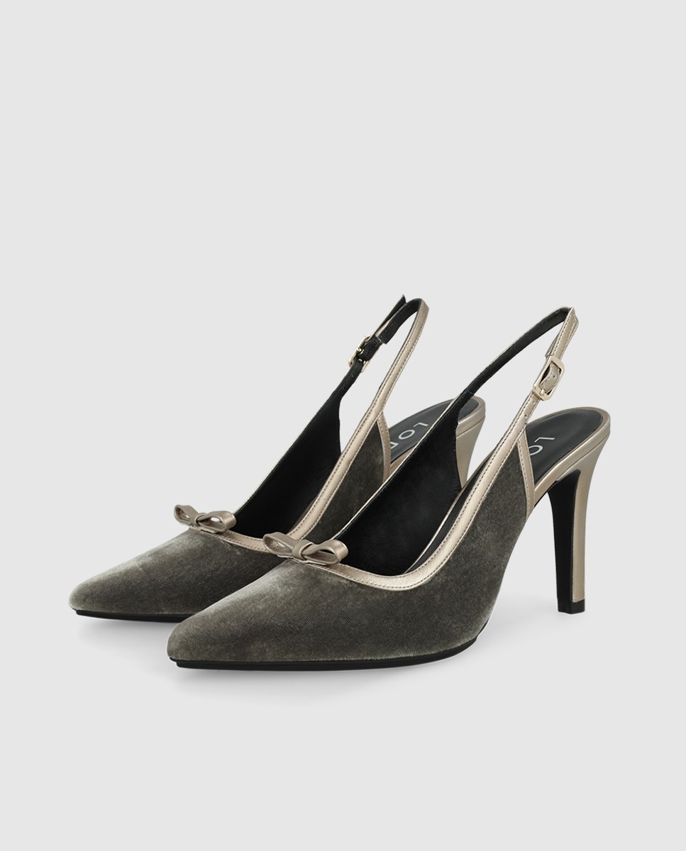Zapatos de salón destalonados de mujer en tejido con mini lazo - Lodi - Gris Gris-3