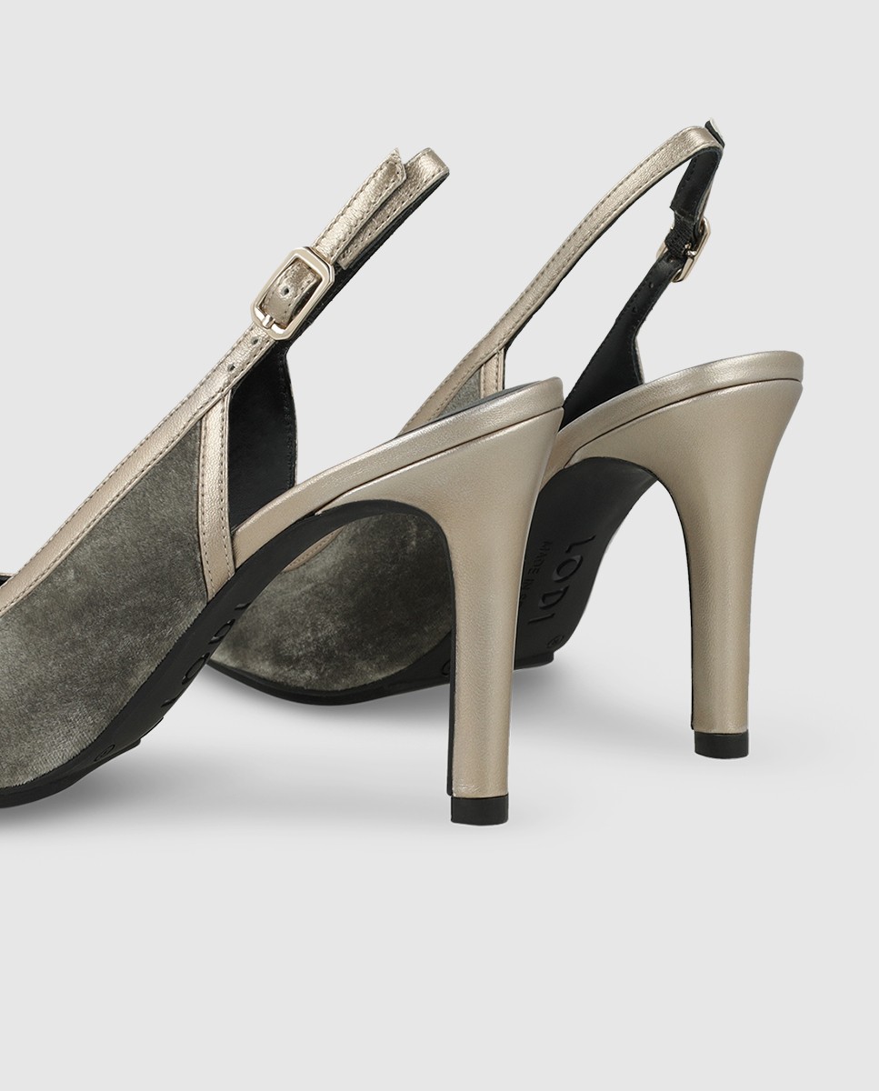 Zapatos de salón destalonados de mujer en tejido con mini lazo - Lodi - Gris Gris-2