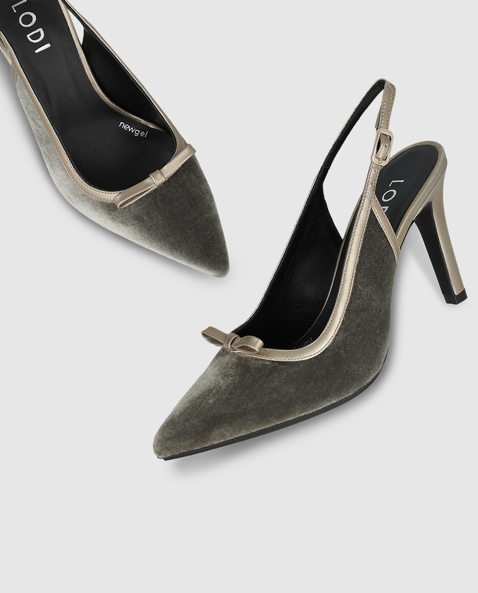 Zapatos de salón destalonados de mujer en tejido con mini lazo - Lodi - Gris Gris-4